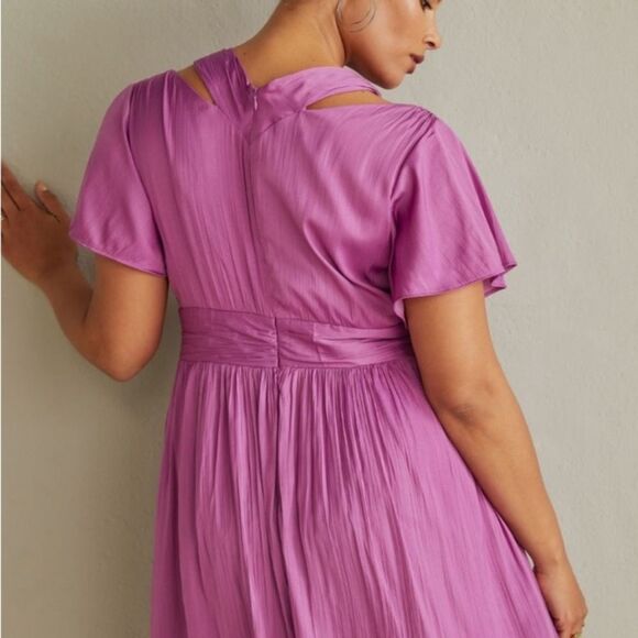 Anthropologie Deep V-Neck Vibrant Purple Dress NWT - Picture 4 of 13